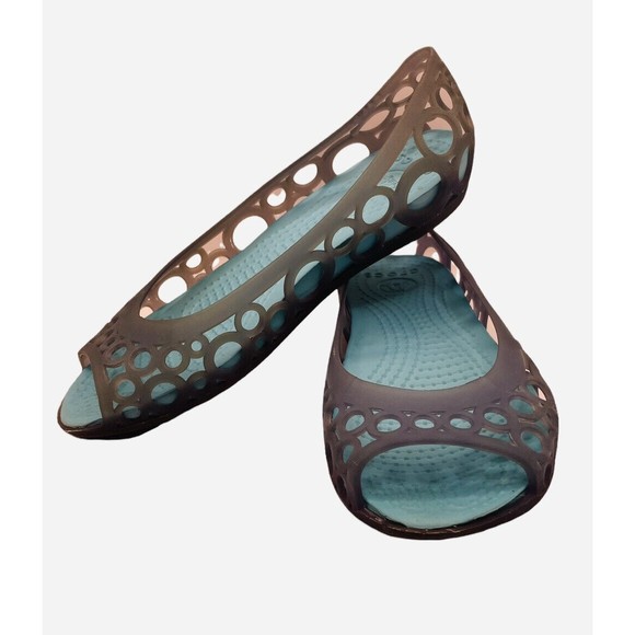 Crocs Girls Adrina Jelly Flats Junior Size 1 Open Toe Sandals Taupe - Picture 1 of 9
